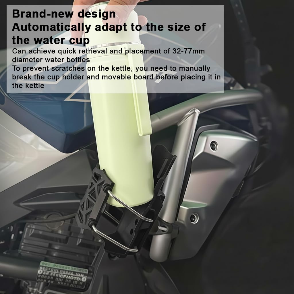 STHIRA Motorcycle Cup Holder for Bikes and Scooters featuring Quick Release and 360° Adjustable Clamp | Lightweight ABS Alloy Design