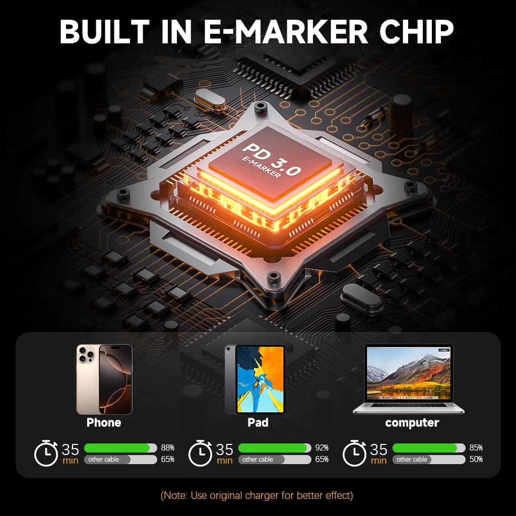 Verilux 3 in 1 USB to Type C Cable 100W PD with Retractable Design for iPhone and Android | 2PCS