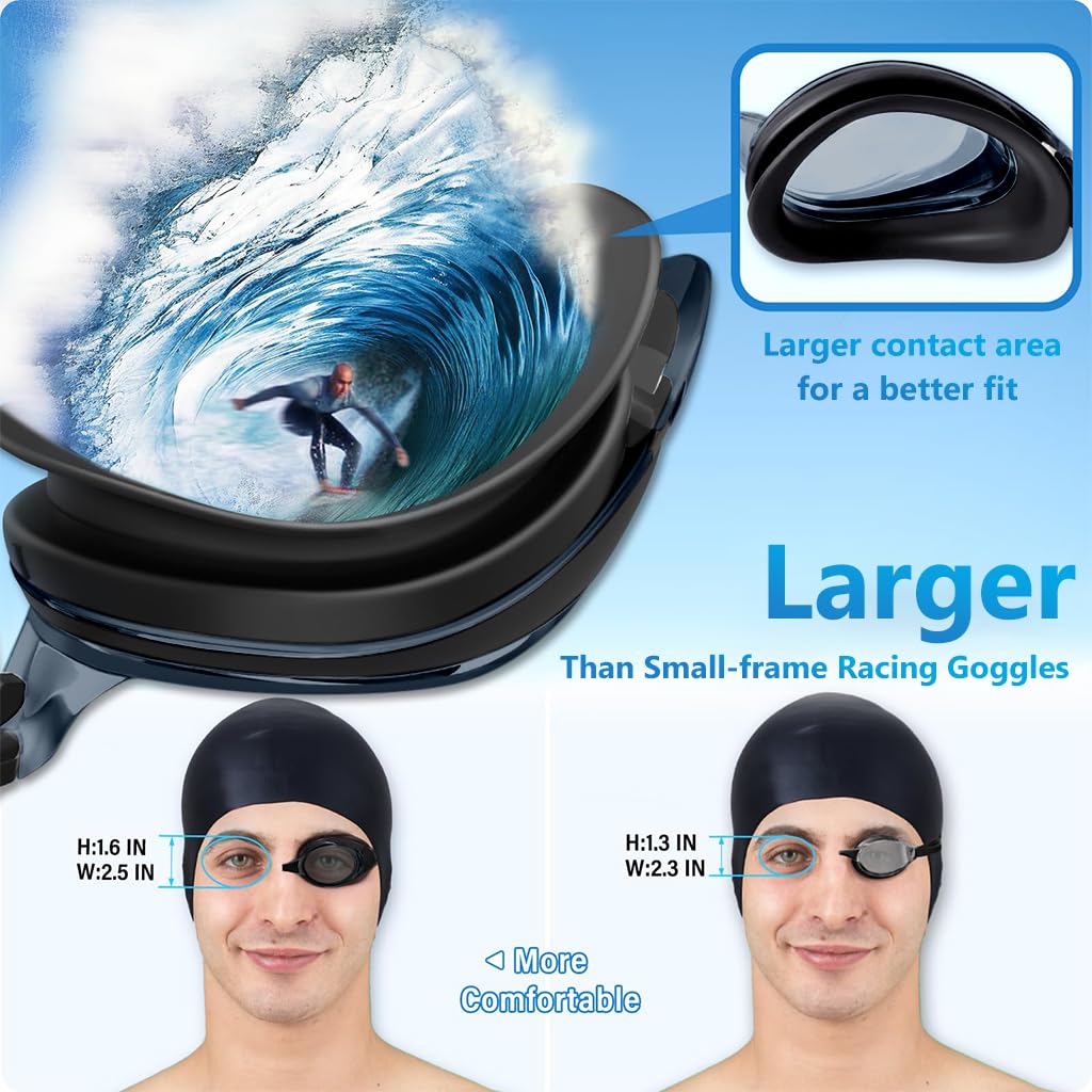 Proberos Short Sighted Swimming Goggles with -2.5 Diopters Silicone Seal for Men Women | Anti Fog UV Protection