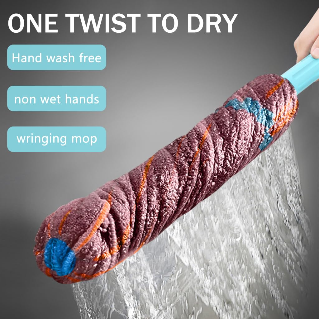 HASTHIP Cloth Floor Mop for Wet and Dry Cleaning with 32.6–50.3 in Retractable Handle | Adjustable Angle Coral Velvet Head