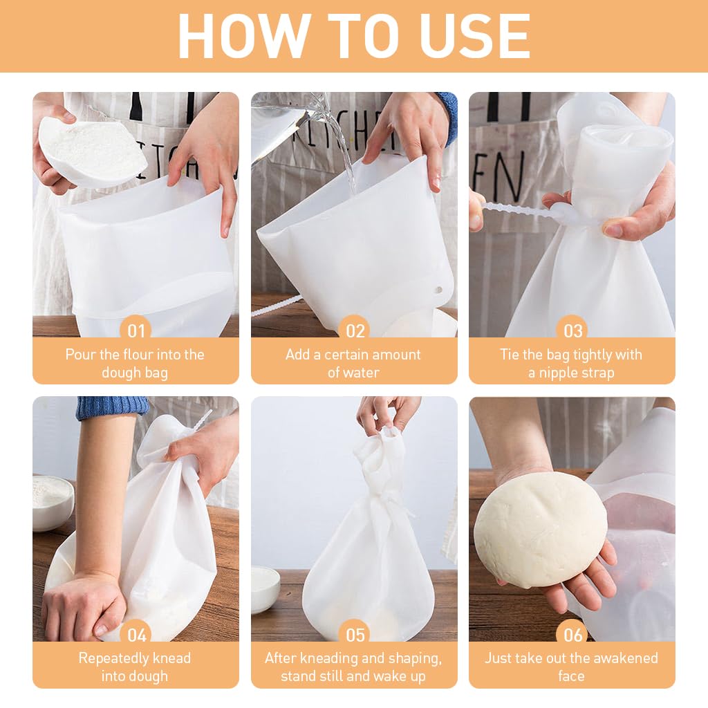 HASTHIP® Silicone Kneading Bag for Baking Reusable Silicone Kitchen Cooler Bag, BPA Free Silicone Flour Mixing Kneading Bag Suitable for Bread, Pastry, Pizza and Tortilla