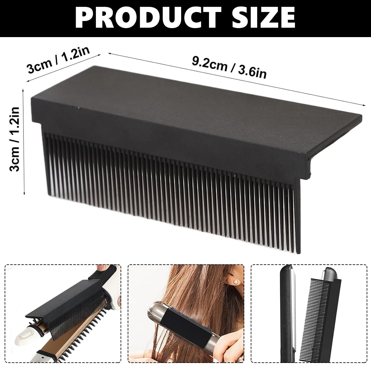 HANNEA Flat Iron Comb Attachment for Hair Straightening | 3.66×1.26×1.34 in Self-Adhesive Nylon Clip