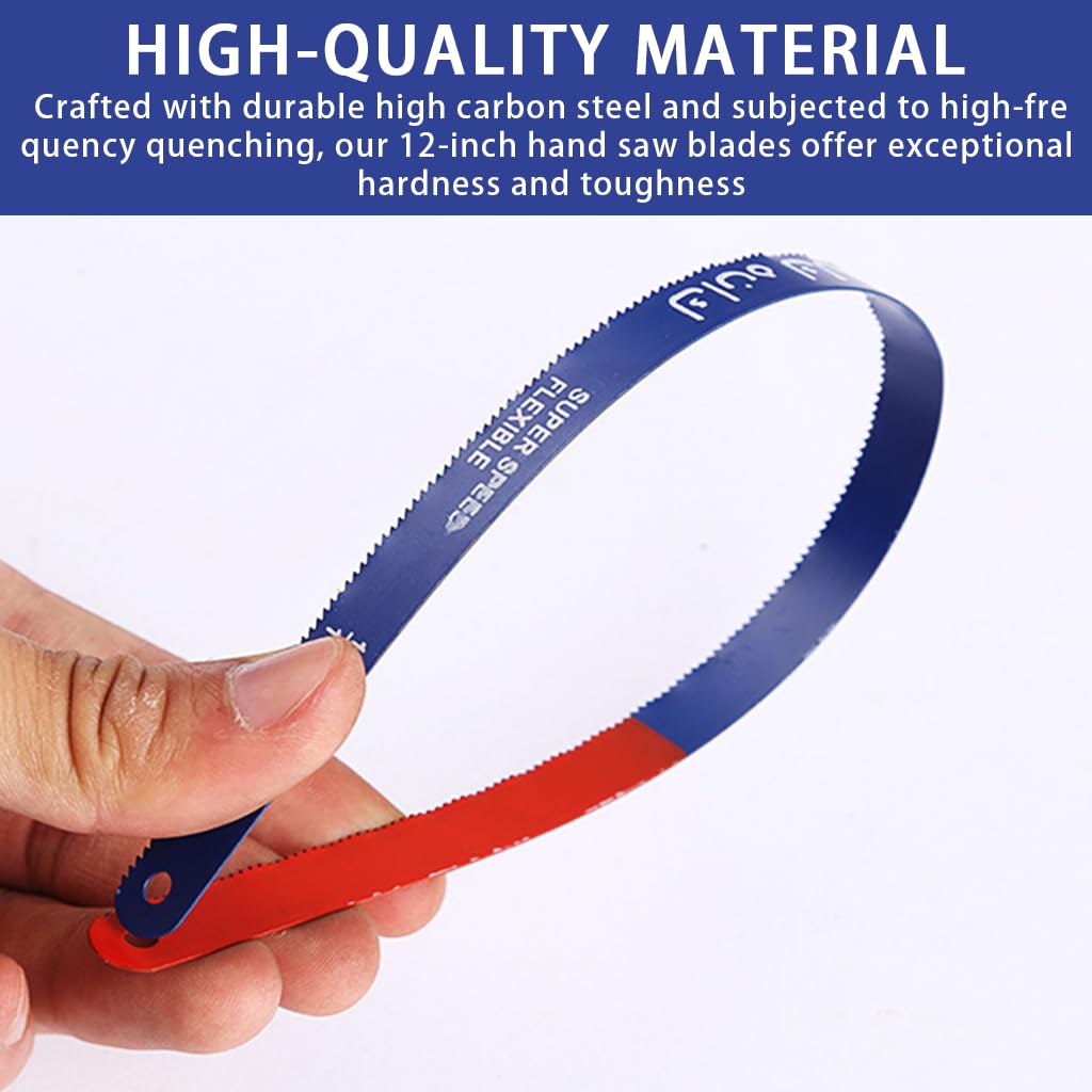 Serplex Hacksaw Replacement Blades 100pcs for Metal and Wood Cutting with 24 TPI Serrated Teeth | 12 in High Carbon Steel
