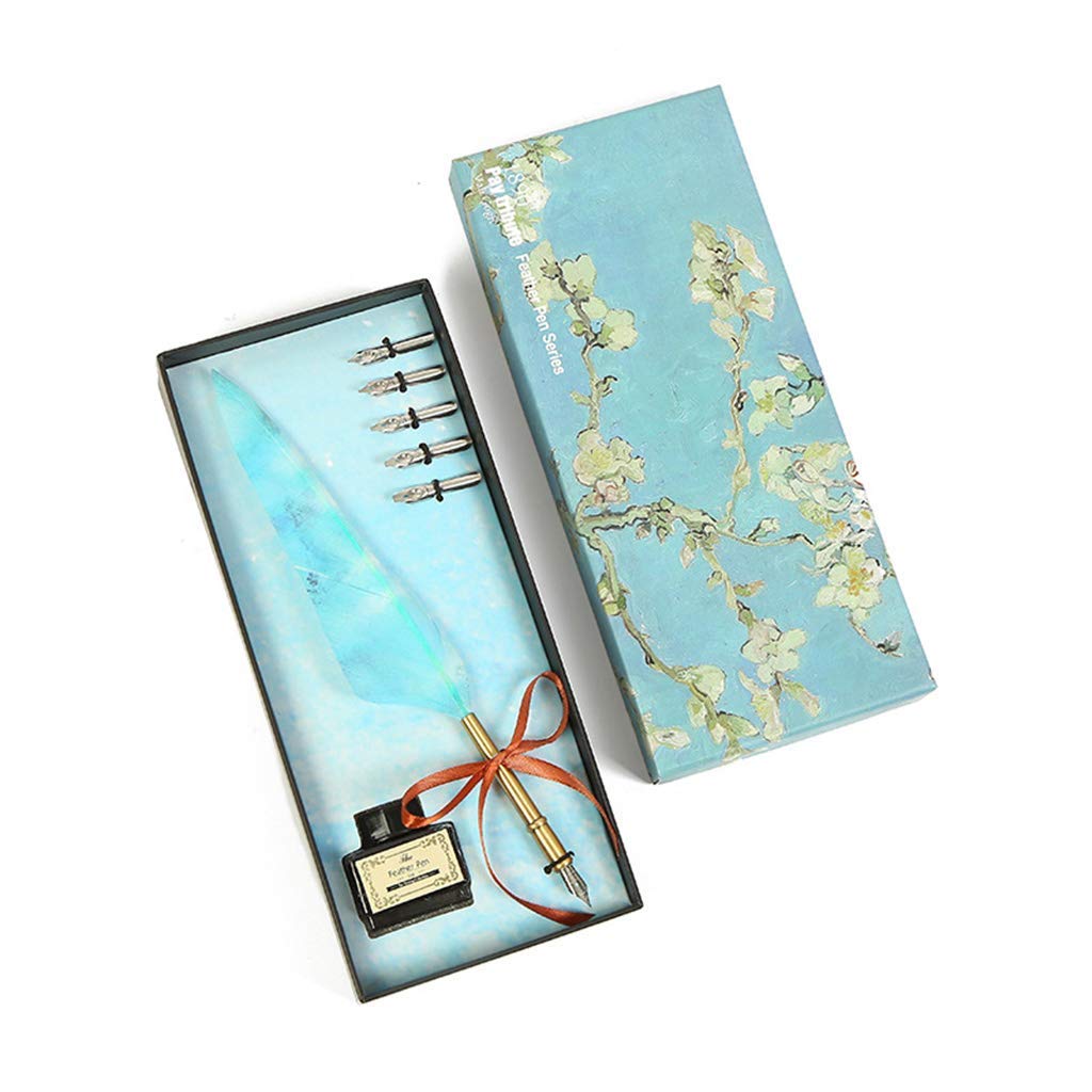 HASTHIP Quill Pen Ink Wax Seal Stamp Gift Set with 15ml Ink and 5 Nibs | Antique Feather Writing Kit