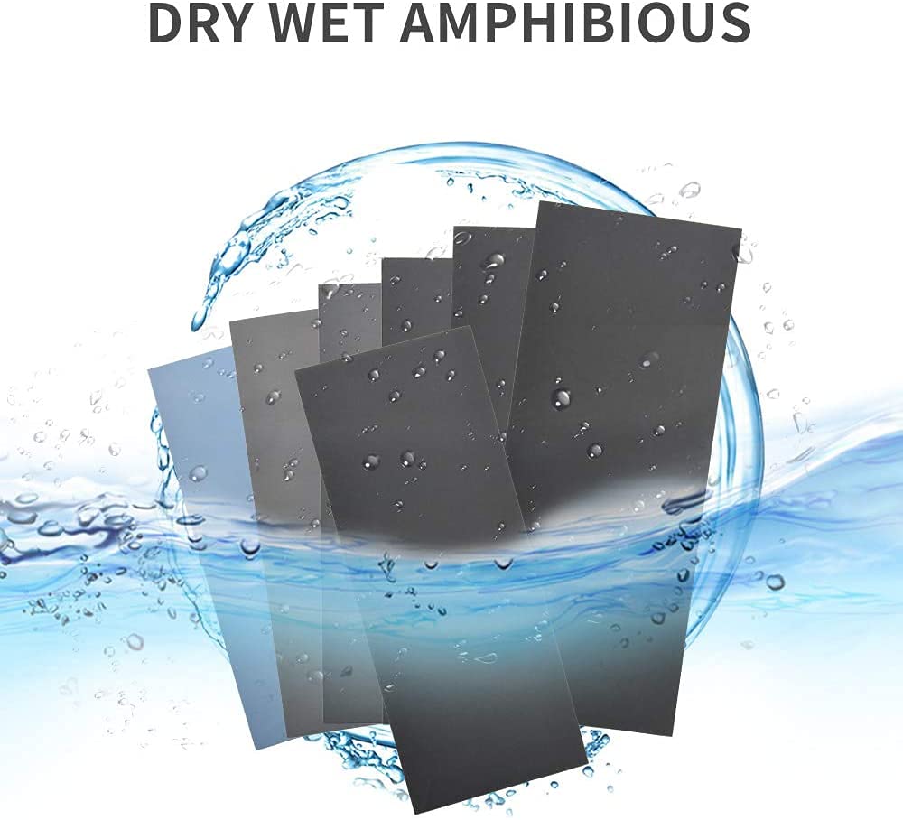 HASTHIP Sanding Paper Set for Wood and Automotive Polishing with 18 Sheets 9×3.6 in | Waterproof Silicon Carbide Abrasive