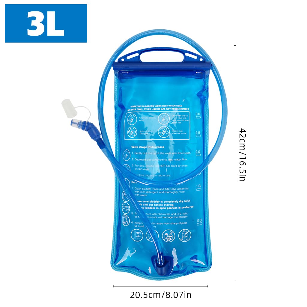 Proberos Hydration Water Bladder for Camping and Hiking with 3L Leakproof Hose | BPA-Free Blue