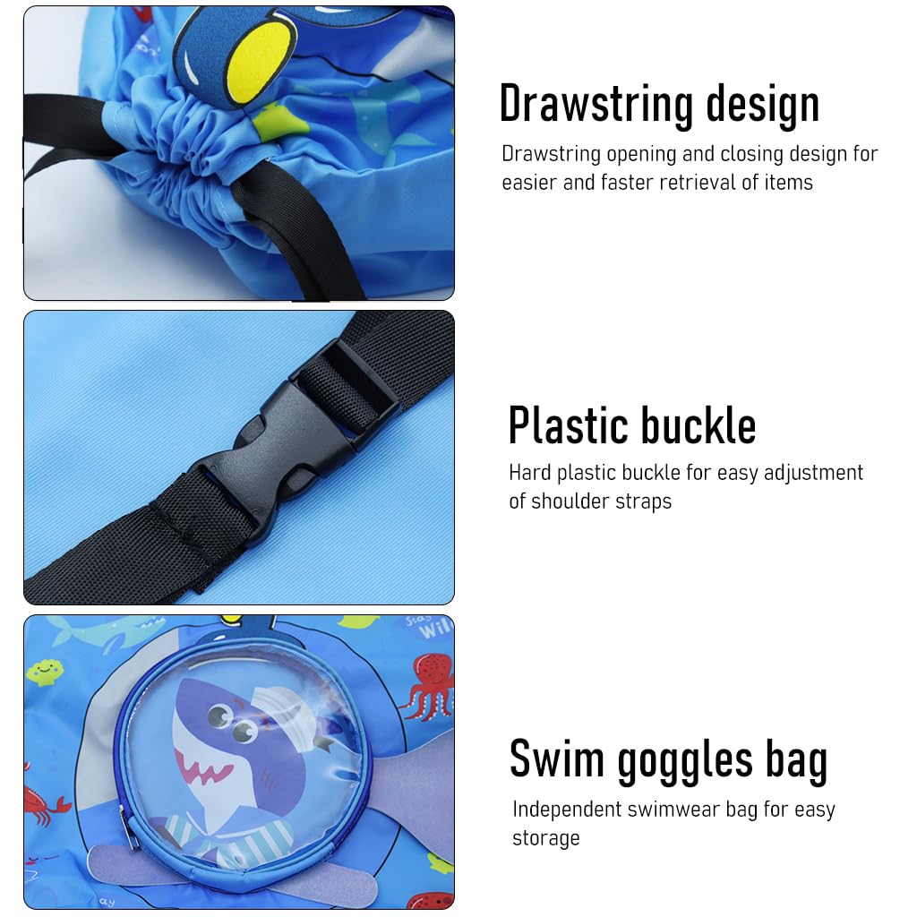 PALAY Swimming Bag for Kids with Drawstring Design and Wet Dry Zone 34×10×37 cm Blue