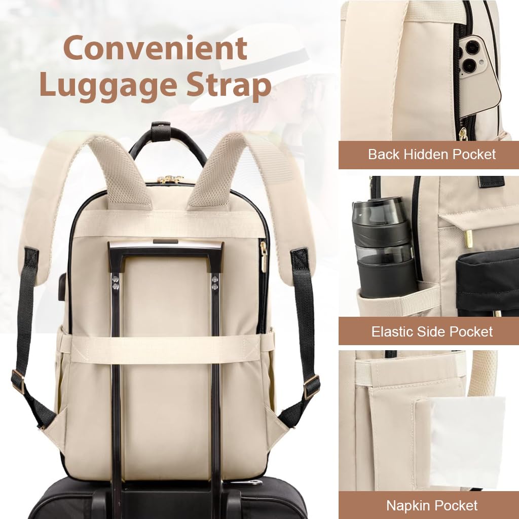 PALAY Laptop Backpack for Travel and School with USB Charging Port and Oxford Cloth | 15.6 Inch Women’s Fashion Contrast Design