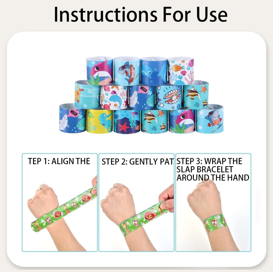 Zibuyu Shark Theme Slap Bracelet for Kids featuring Silicone Snap Design & Party Fun | Birthday Gift