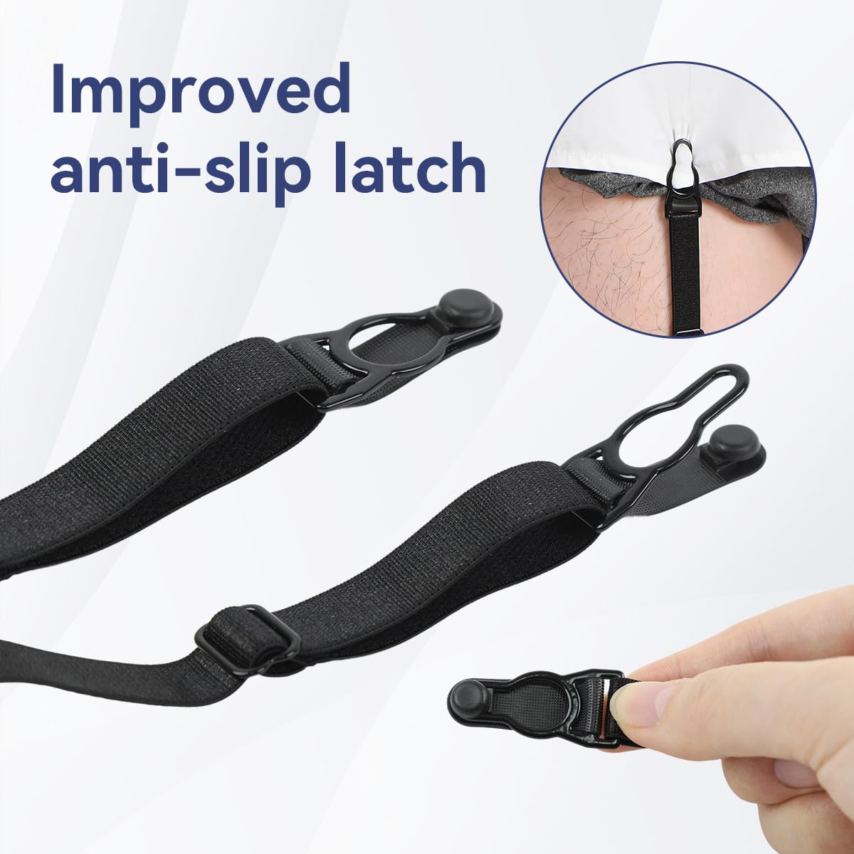 GUSTAVE Shirt Tucker Belt for Men featuring 2pcs Adjustable Elastic Clips | Invisible Shirt Stays for a Neat Look