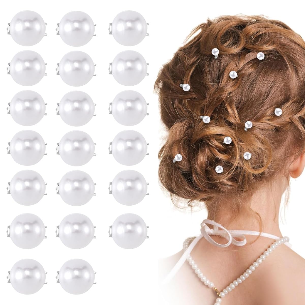 PALAY® 20Pcs Mini Pearl Hair Clips for Women Girls, 0.38in White Faux Pearl Hair Barrettes Cute Bridal Hair Accessories Brides Hair Decorations for Daily Use, Party, Wedding