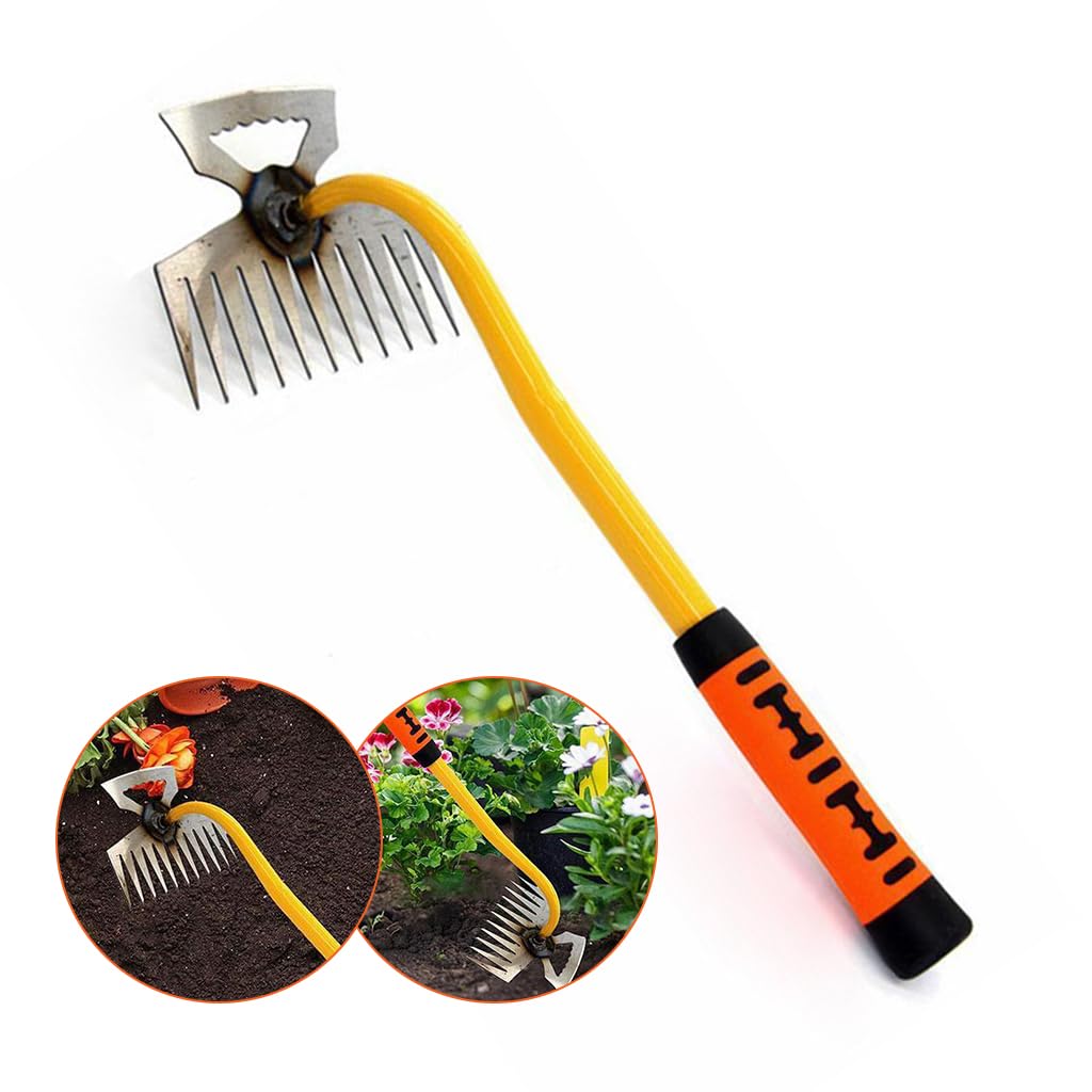 HASTHIP® Gardening Hand Weeder Tools - 33cm Portable Weed Puller - Plant Cutter For Home Garden- Steel 11 Claws Weeder Hand Tool - 2024 Upgrade Weed Removal Tool - Suitable For Garden&Lawn