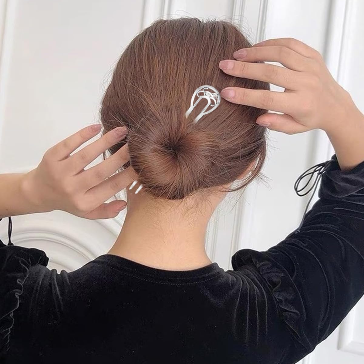 MAYCREATE Hair Stick for Bun featuring U Shaped Metal Design 15cm Pins in Gold & Silver