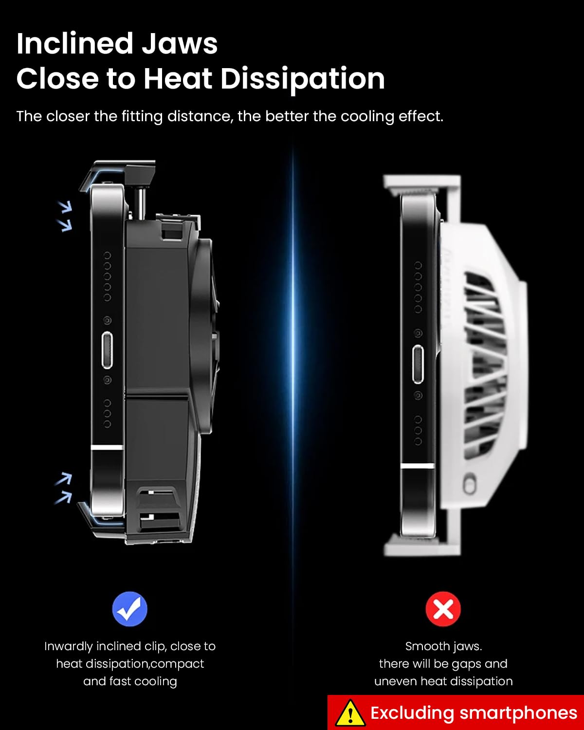 Phone Cooler Gaming Fan for iOS and Android 4.5 to 6.7 in with Turbo Semiconductor Cooling | Real Time Temperature Display