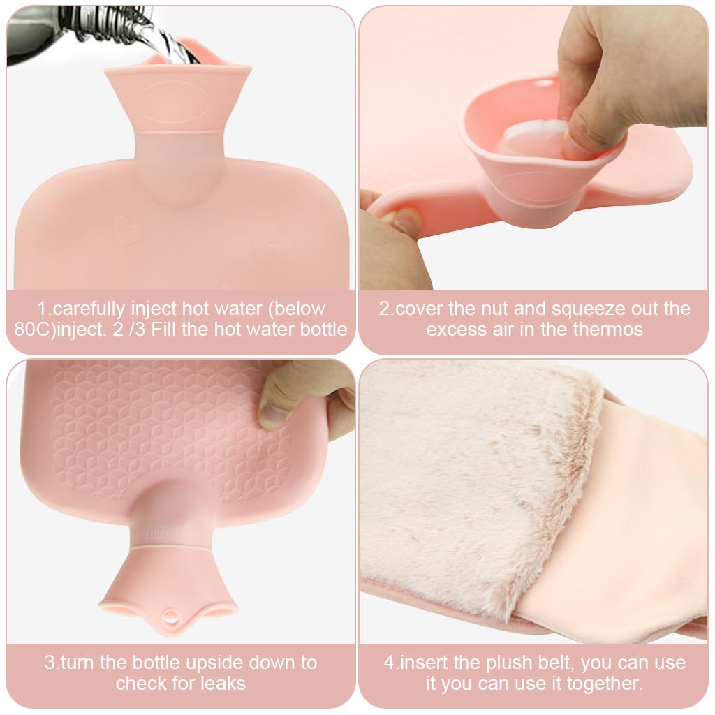 HANNEA Hot Water Bag for Period Pain with Waist Wrap Belt and 1200ml PVC Design | Plush Cover for Back and Cramp Relief