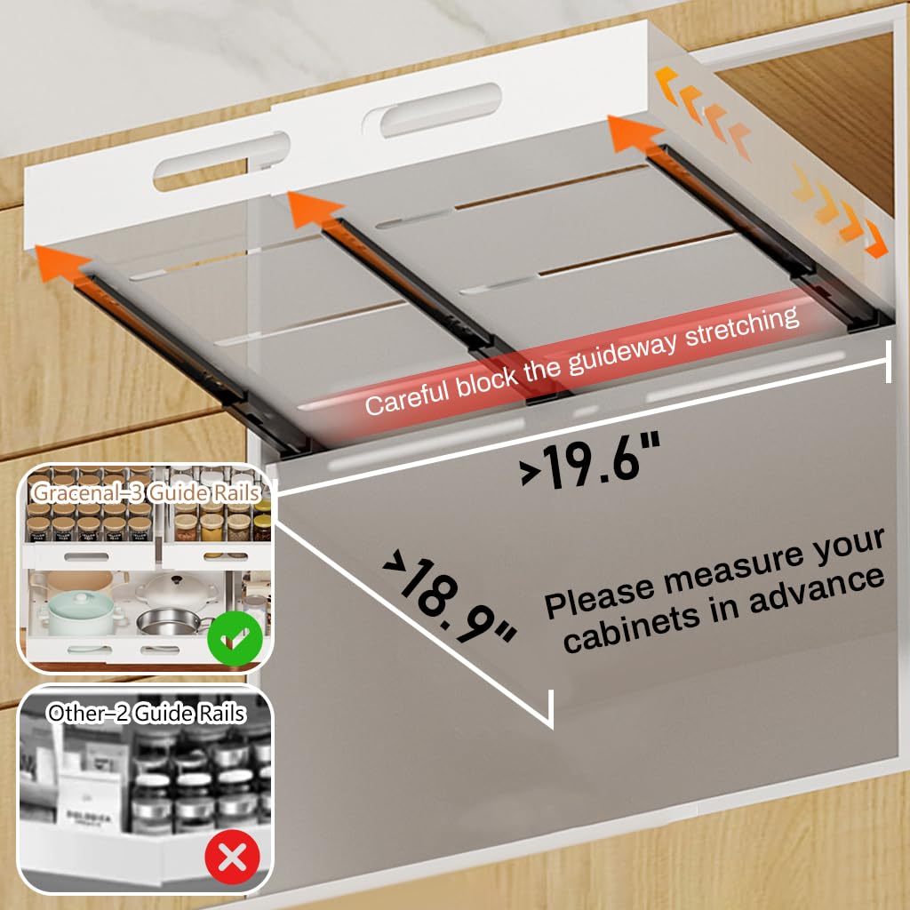 HASTHIP Pull Out Shelves for Kitchen and Closet with 12.5 cm x 34 50 cm Sliding Rail | Carbon Steel Organizer