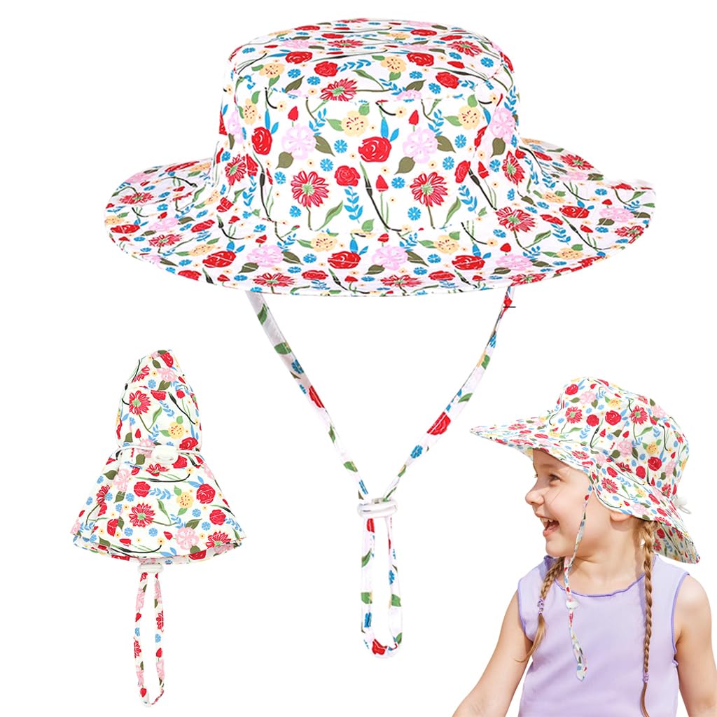 SNOWIE SOFT Sun Hat for Toddler Girls with UPF 50+ Wide Brim and Adjustable Chin Strap | Breathable Mesh Liner for Outdoor Play