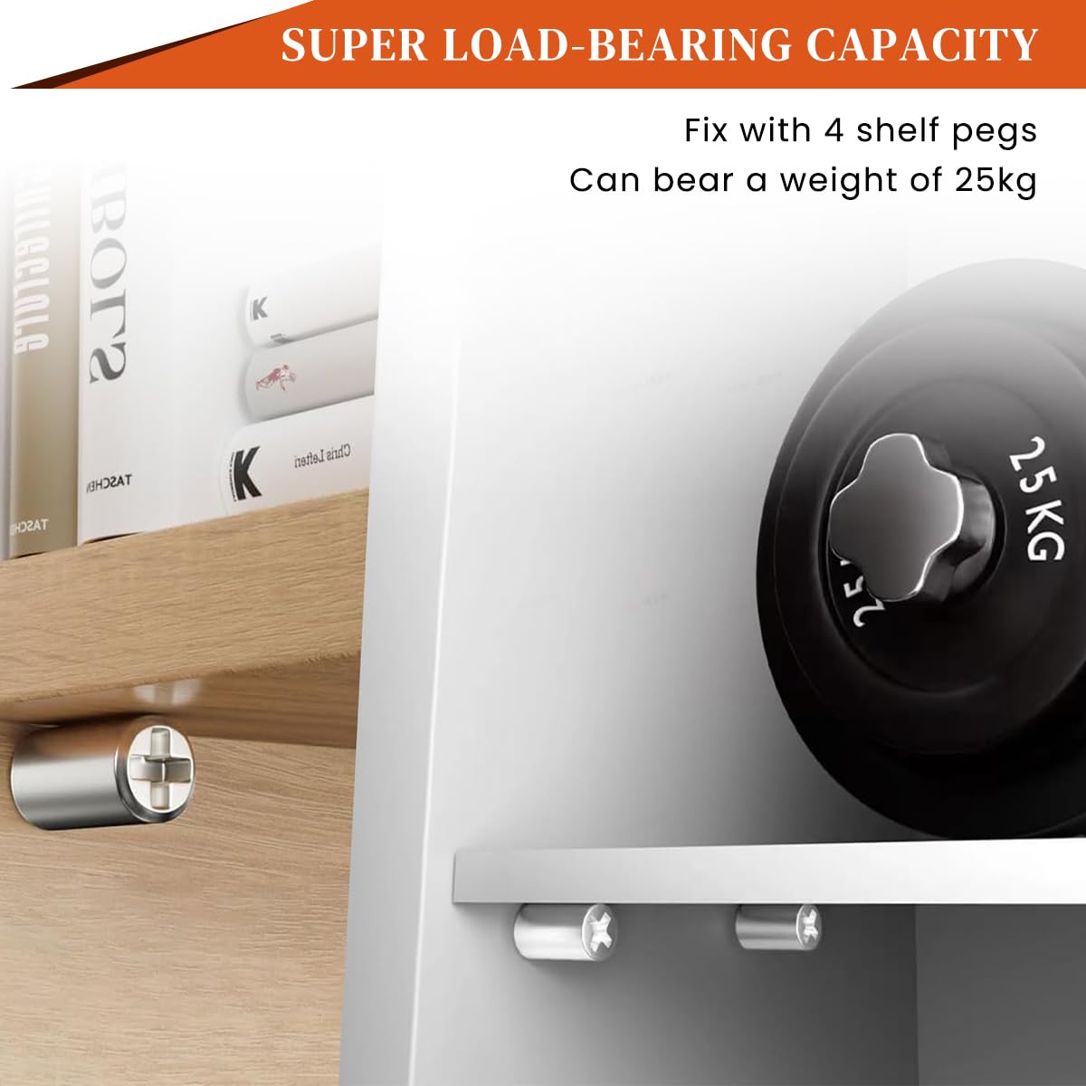 HASTHIP Shelf Support Pegs for Cabinets and Bookcases with 20 pcs Nickel Plated Iron Pins | Anti Slip Silicone Sleeve