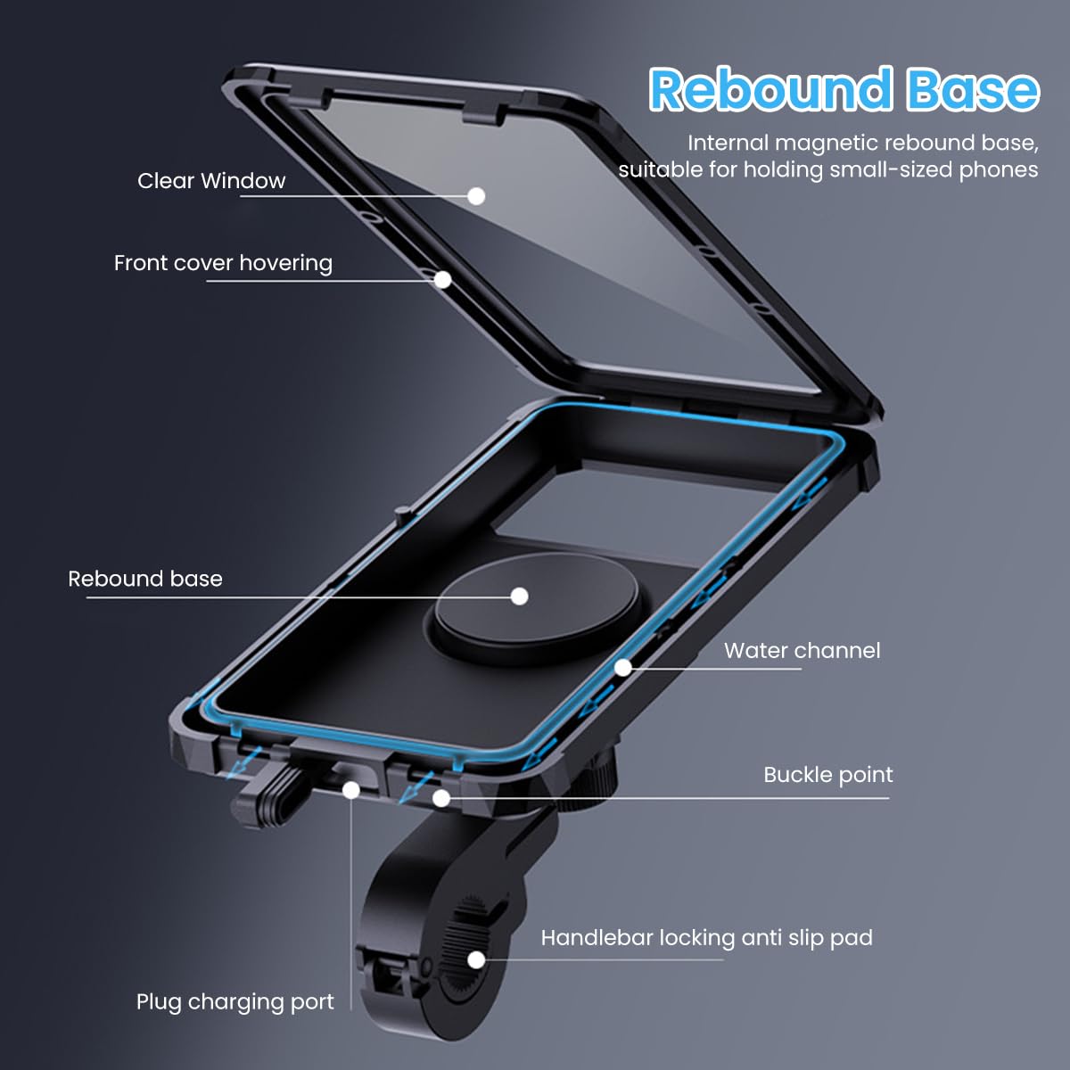 STHIRA Bike Phone Mount for 5.5–6.9 in Phones with HD Touchscreen and Detachable Enclosure | Waterproof Handlebar Holder for Bike Motorcycle Scooter