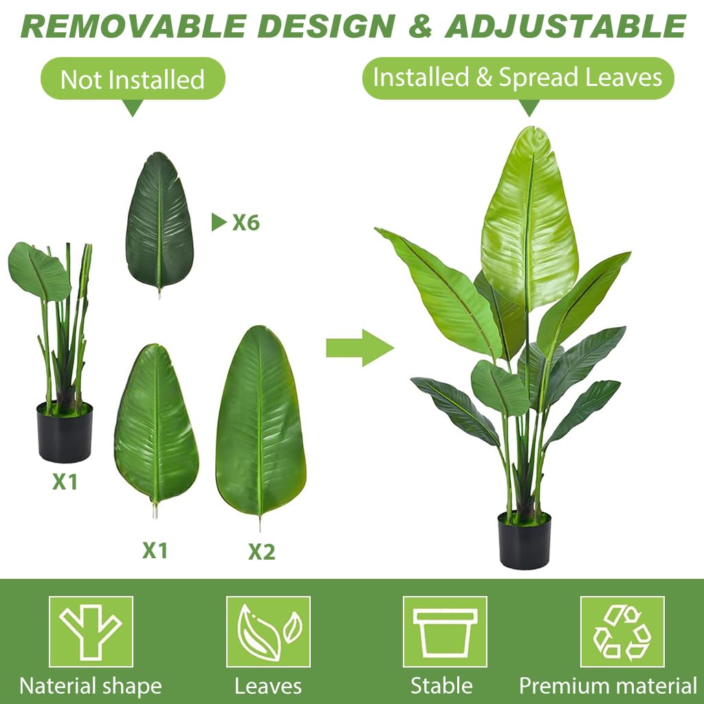 Supvox Artificial Green Plant Pot for Home and Office Decor with 47.2 in Potted Plant | Realistic Evergreen Foliage