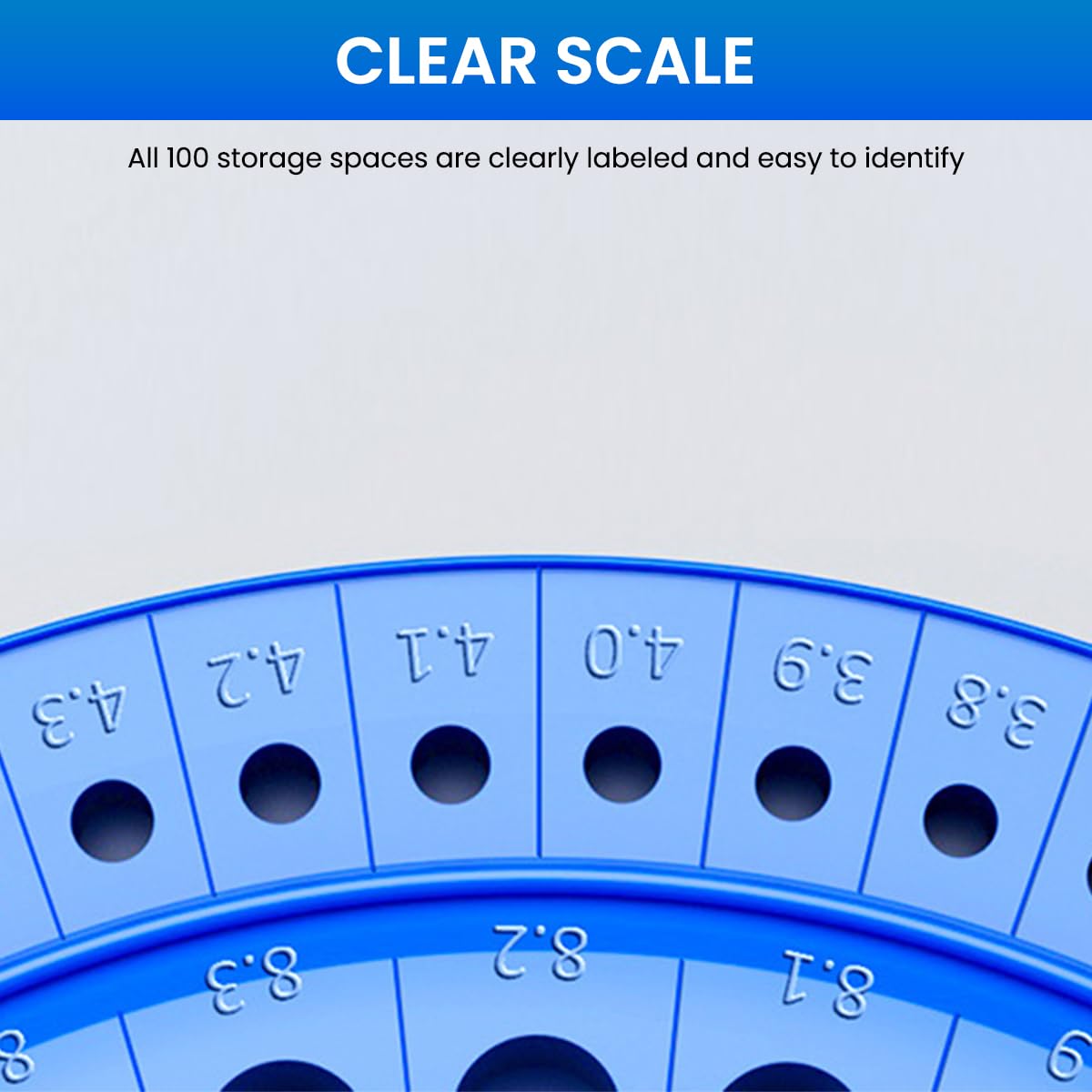 Serplex Drill Bits Station Holder with 100 Slots featuring 360° Rotating Design | Marked Organizer Stand