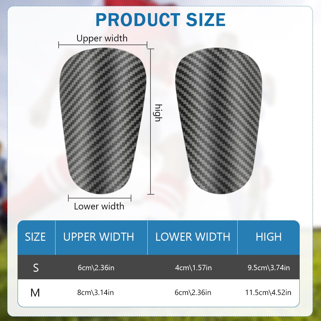 Proberos Mini Football Shin Pads for Kids with EVA Cushioning 9.5x6 cm Carbon Fiber Pattern | Versatile Outdoor Sports Protection