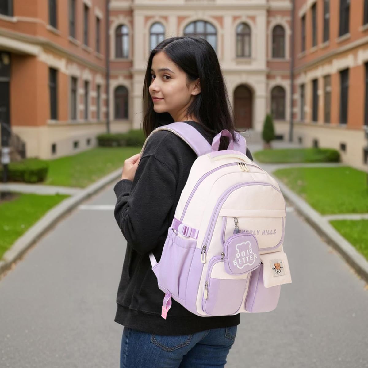 PALAY School Backpack with Wheels for Girls featuring 6 Wheel Metal Trolley and Retractable Handle