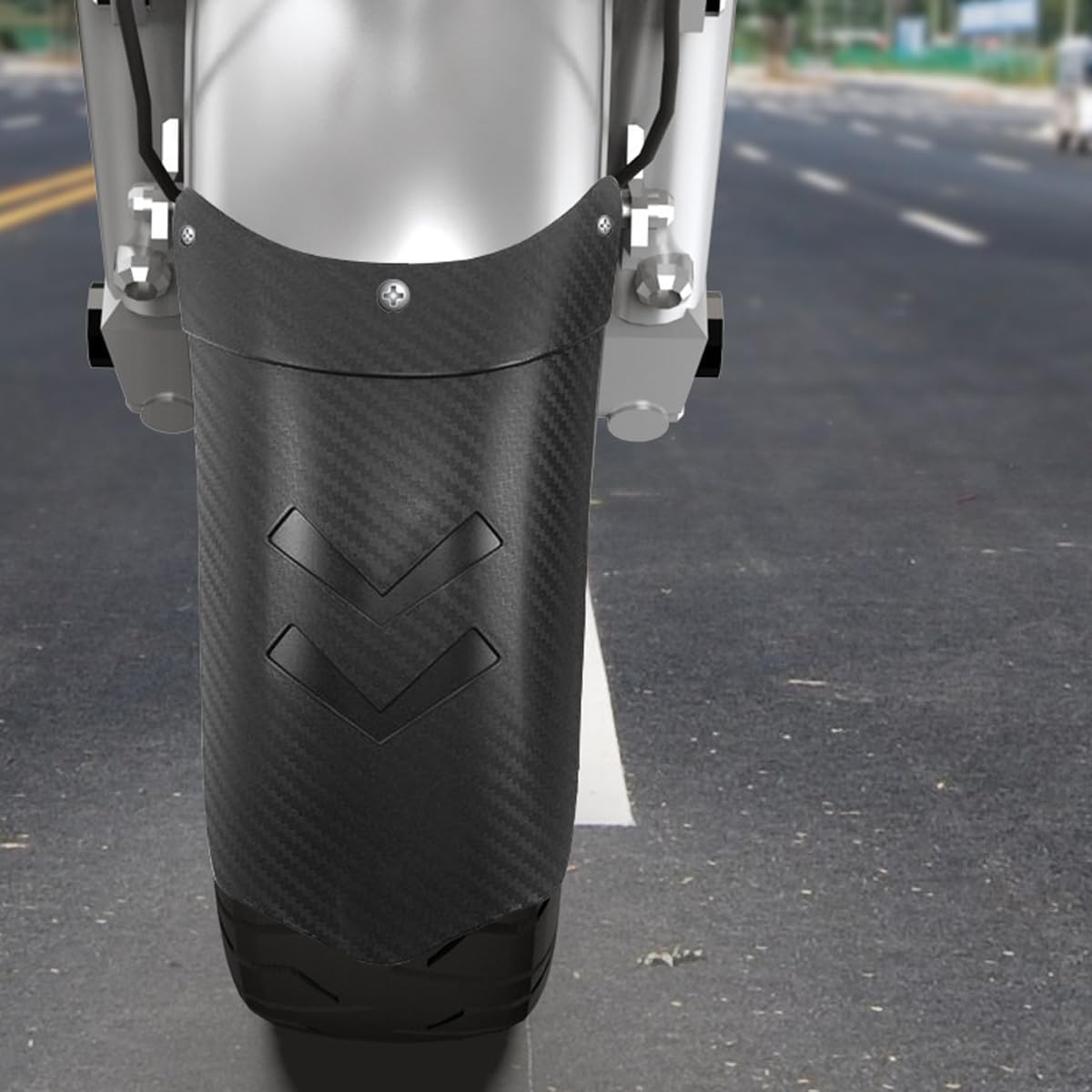 STHIRA Motorcycle Front Mudguard for Universal Bikes with 5.5x9.8 in Coverage and Carbon Fiber Pattern