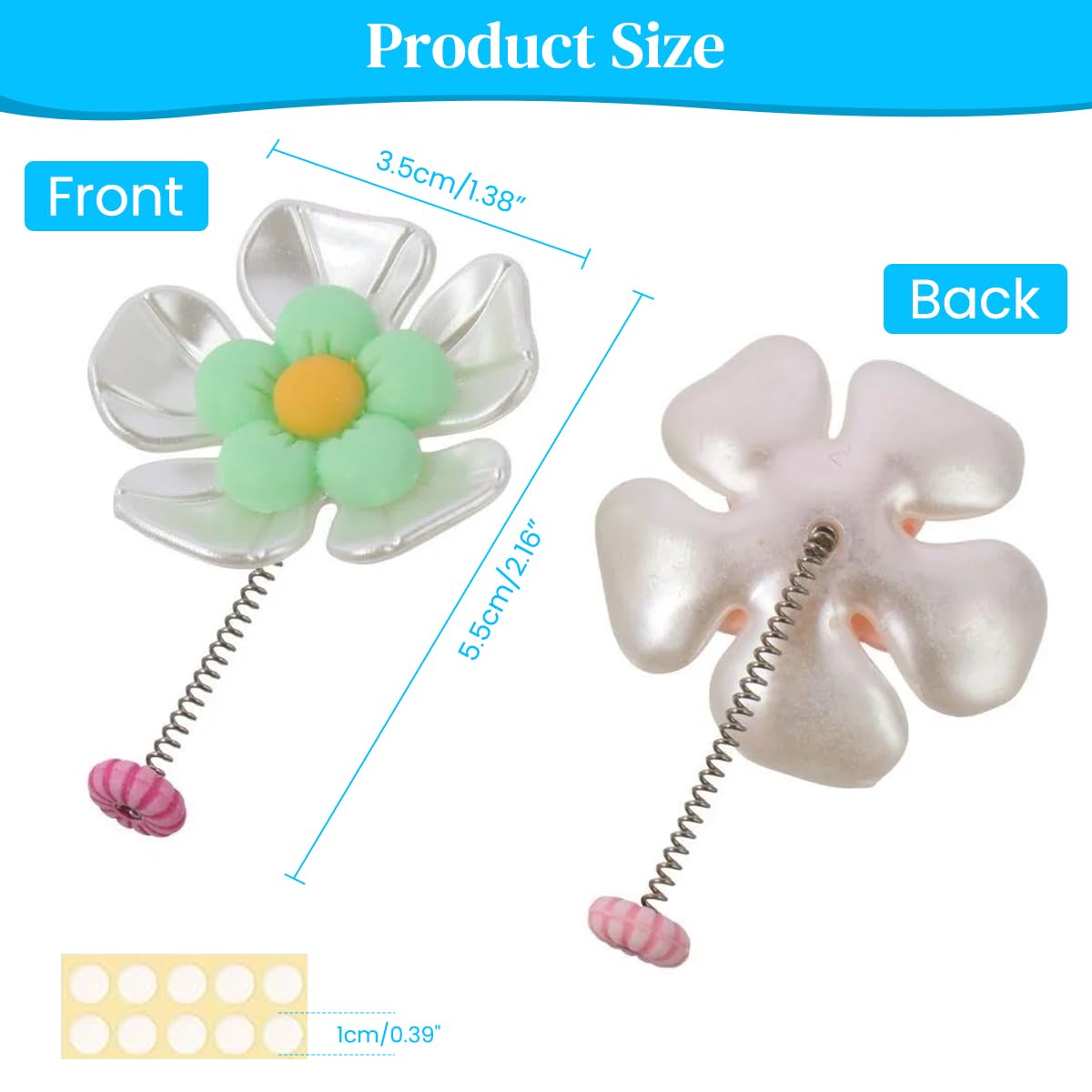 STHIRA Car Decors for Dashboard with Swinging 2.36 in Mini Flowers Set of 5 | Cotton Adhesive Charm