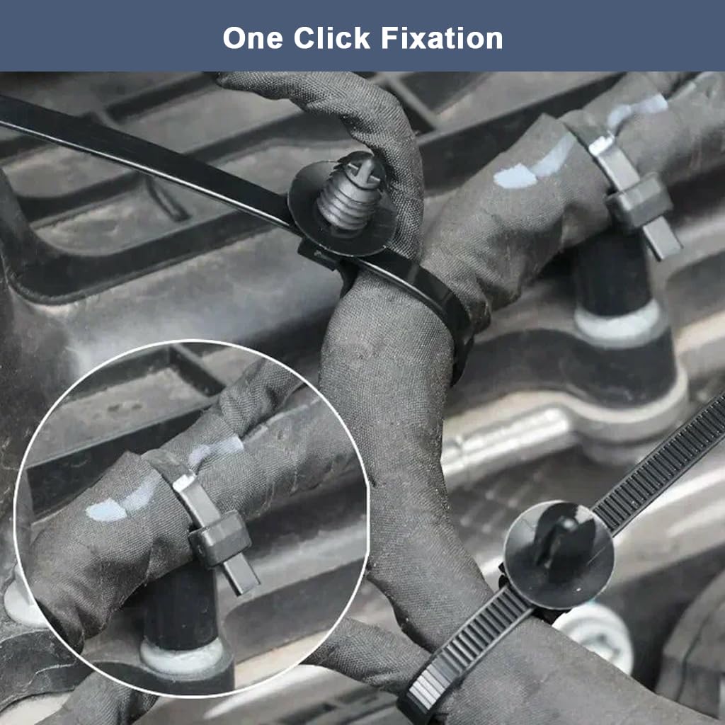 STHIRA Cable Ties 160 Pcs for Car Home and Office featuring Push Mount Self Locking Nylon | 5 Assorted Sizes for Easy Cable Management