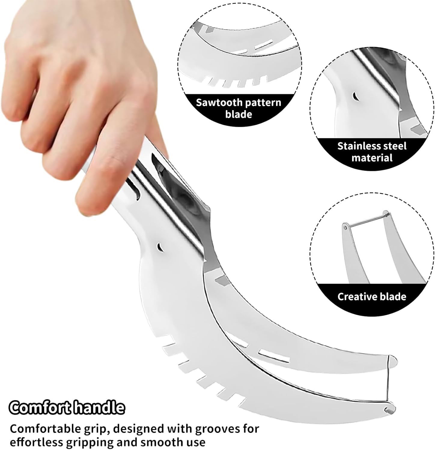 ZIBUYU Watermelon Slicer for Easy Fruit Cutting and Serving with Dual Curved Blades | Stainless Steel Ergonomic Tong Design