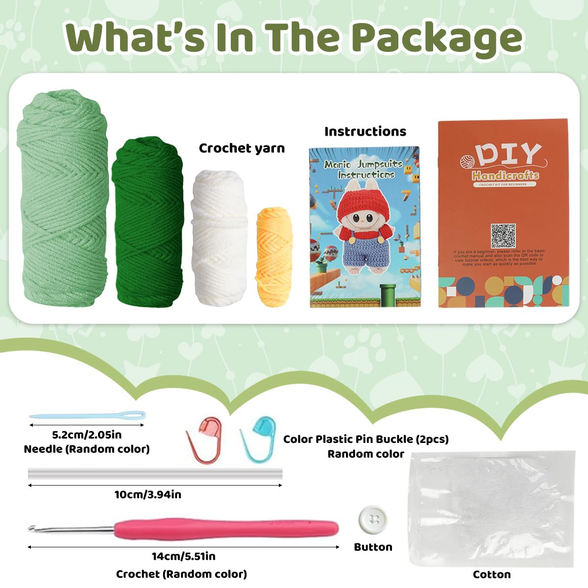 Fancyku DIY Crochet Kit for 4 Inch and 6 Inch Figures with Step by Step Guide | Cartoon Dinosaur Jumpsuit Craft Set