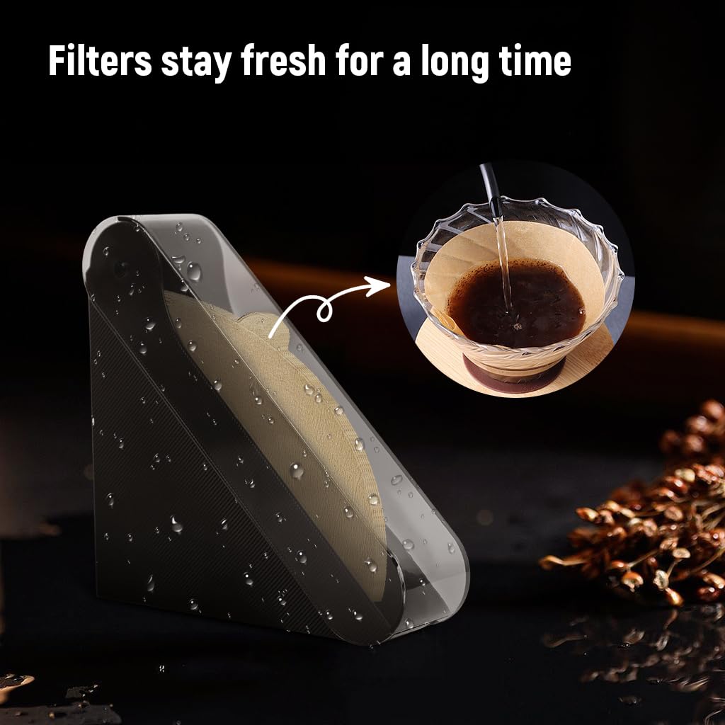 Supvox Coffee Filter Paper Holder for Home and Café Use with Dustproof Lid 132x132mm Capacity | Acrylic Dispenser Organizer