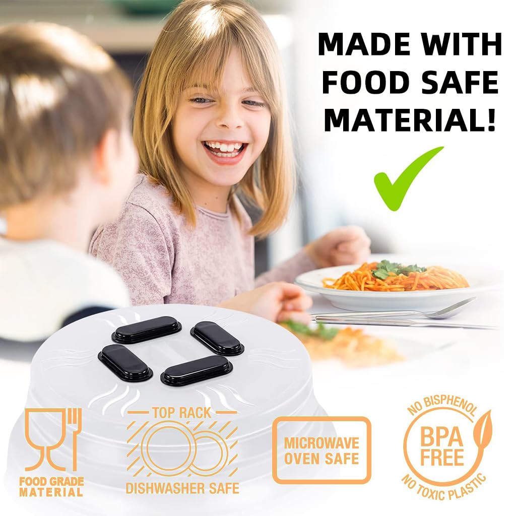 ZIBUYU Microwave Splatter Cover for Food with Magnetic Top and Collapsible Design 10 in BPA-Free Graphite