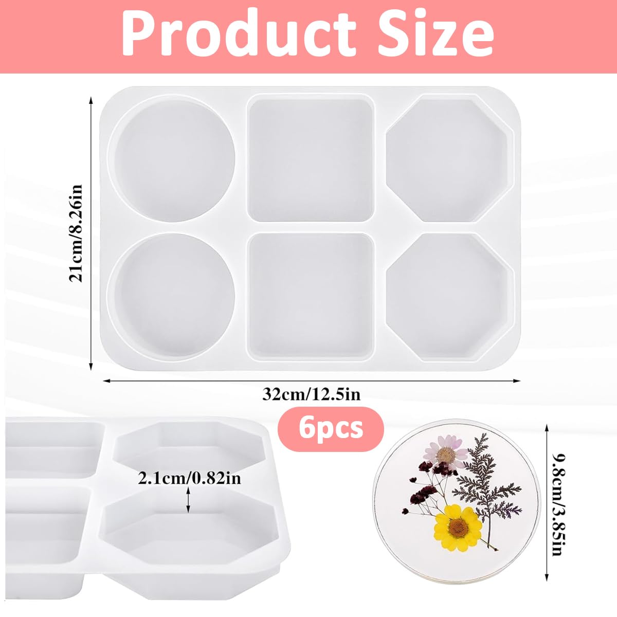 HASTHIP® 16 pcs/Set Photo Frame Moulds with Bases Rectangle & Heart Shape Resin Moulds Silicone Casting Moulds Epoxy Moulds for DIY Craft Decoration for Birthday Gift