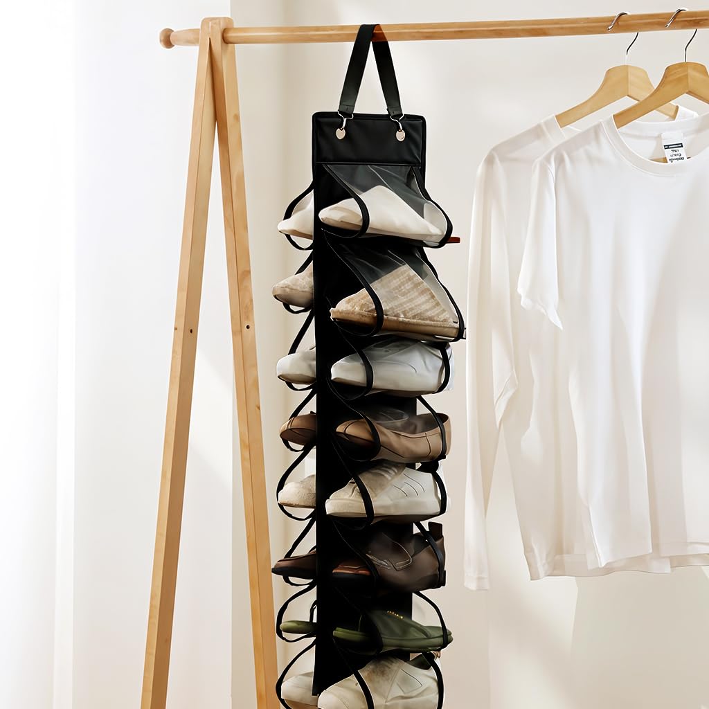 HASTHIP Hanging Wardrobe Organizer with 26 Clear PVC Pockets for Active Lifestyle | Space-Saving Closet Storage
