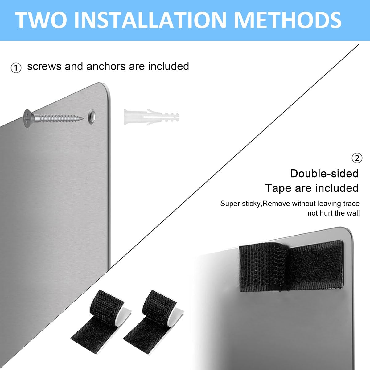 OFIFO Magnetic Board for Wall with Dual Installation and 16.9 x 11.8 in Steel Surface | Home and Office Display