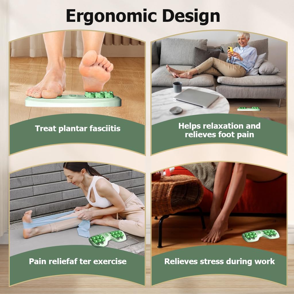 HANNEA Foot Massager Roller for Pain Relief and Deep Relaxation 3PCS Green for Women and Men