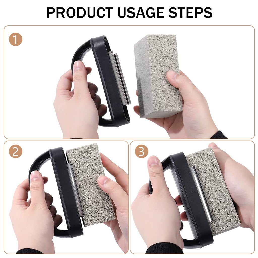 Supvox Grill Cleaner for BBQ and Blackstone Flat Top featuring 11.5×6×4.8cm Pumice Stone with Handle | Rust and Stain Removal Tool