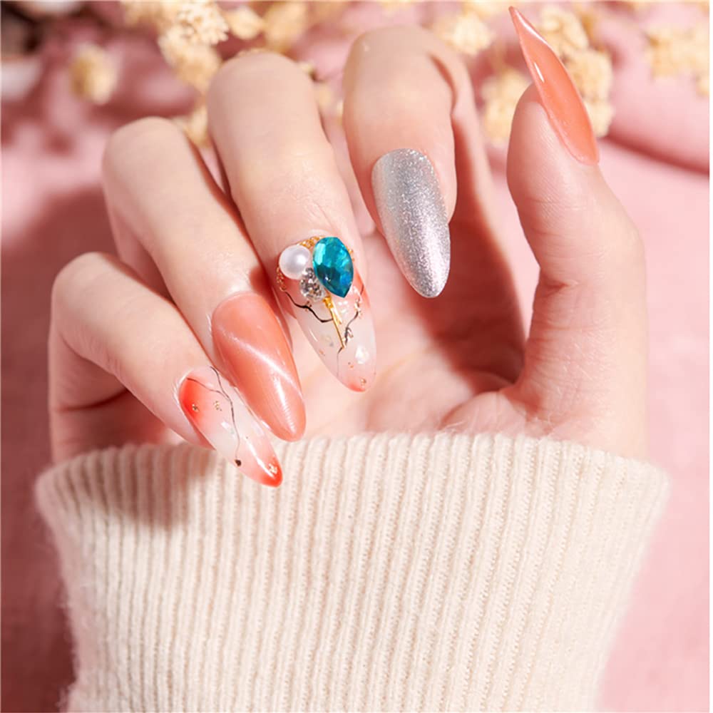 MAYCREATE Nail Art Rhinestones Kit Colorful Rhinestones Geometry Shape Flatback Round Bead for DIY Manicure Craft Decoration Nail Art Salon Tools