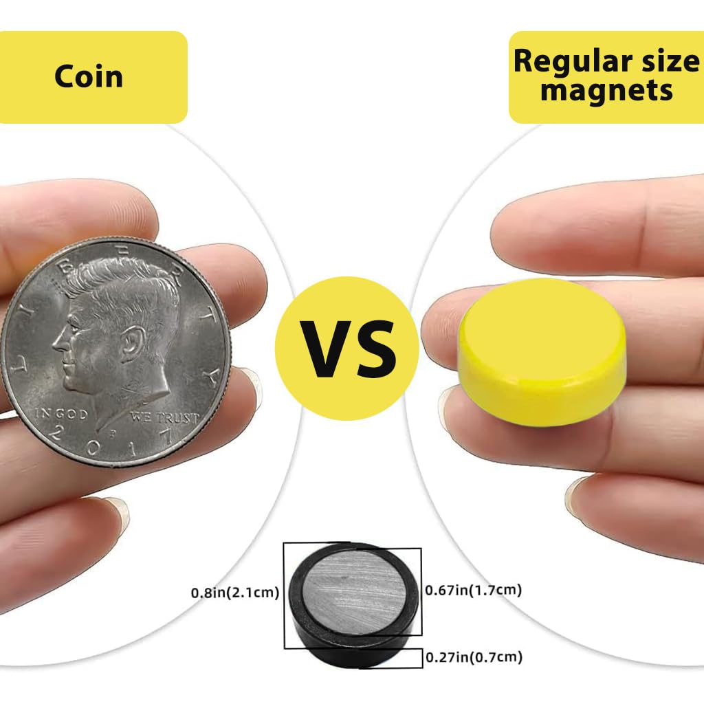 HASTHIP Fridge Magnets for Whiteboard and Refrigerator featuring 20pcs 2cm Strong Hold | Black and Yellow Round Design