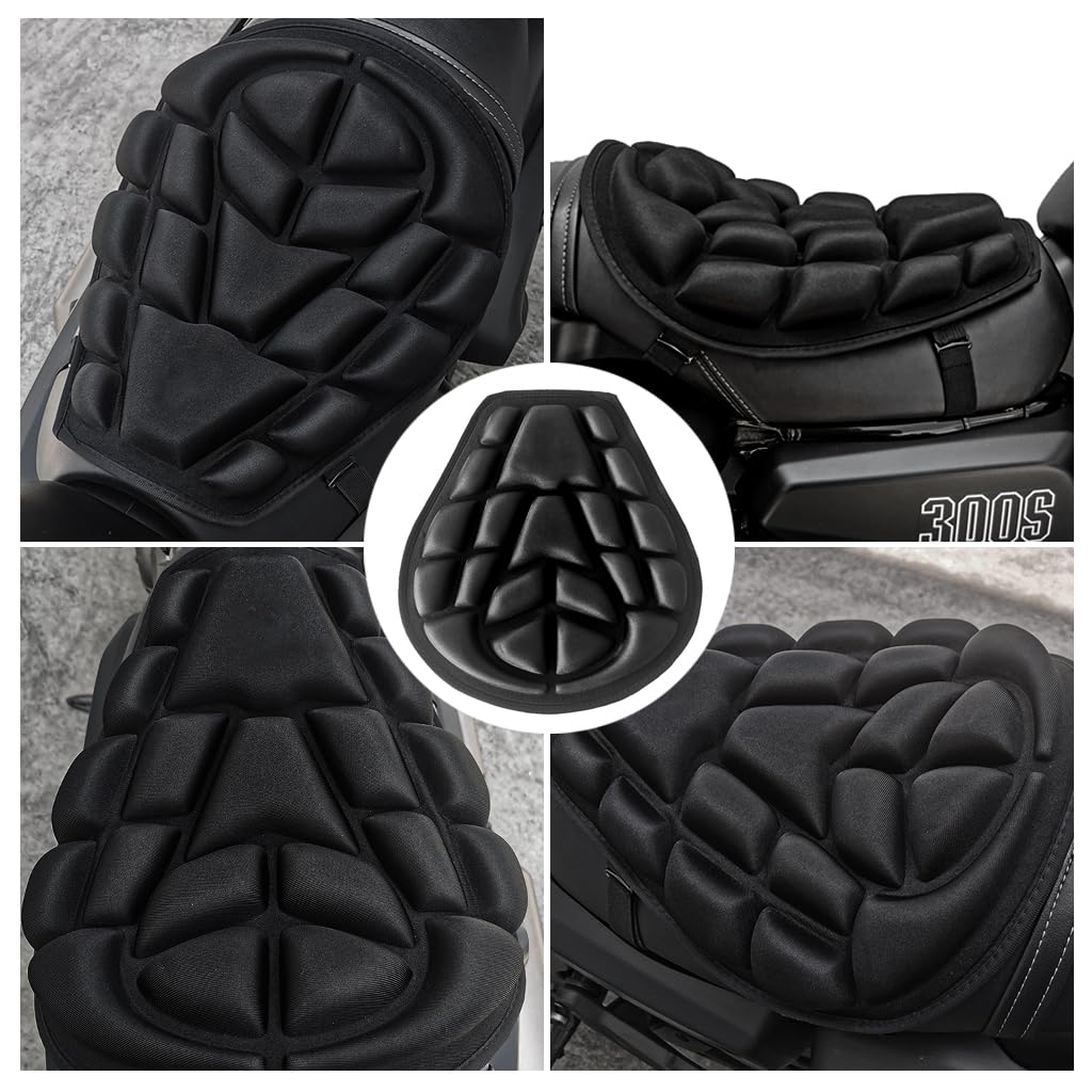 STHIRA Motorcycle Seat Cushion for Long Rides with 36x37.5cm Gel Pad and Anti Slip Strap