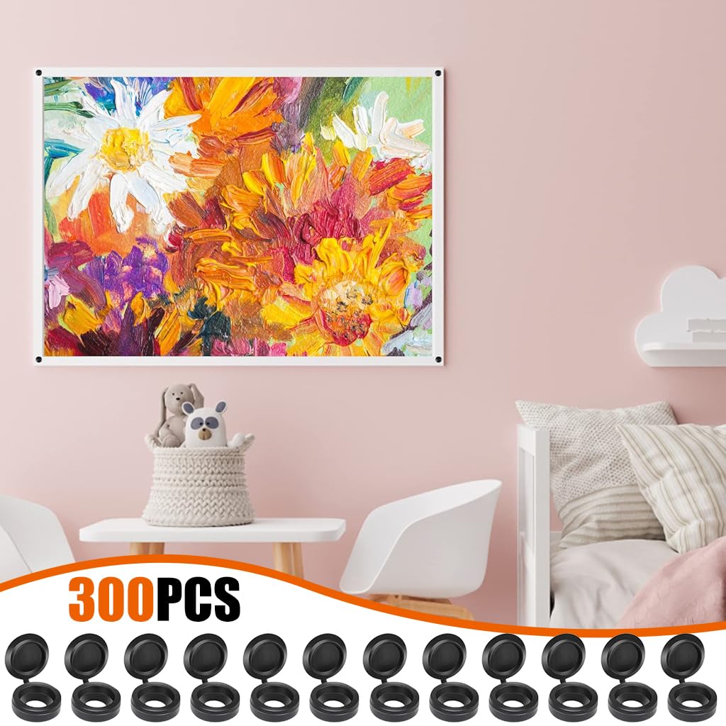 Serplex Plastic Hinged Screw Cover Caps for Home and Industrial Use 300 pcs | Black