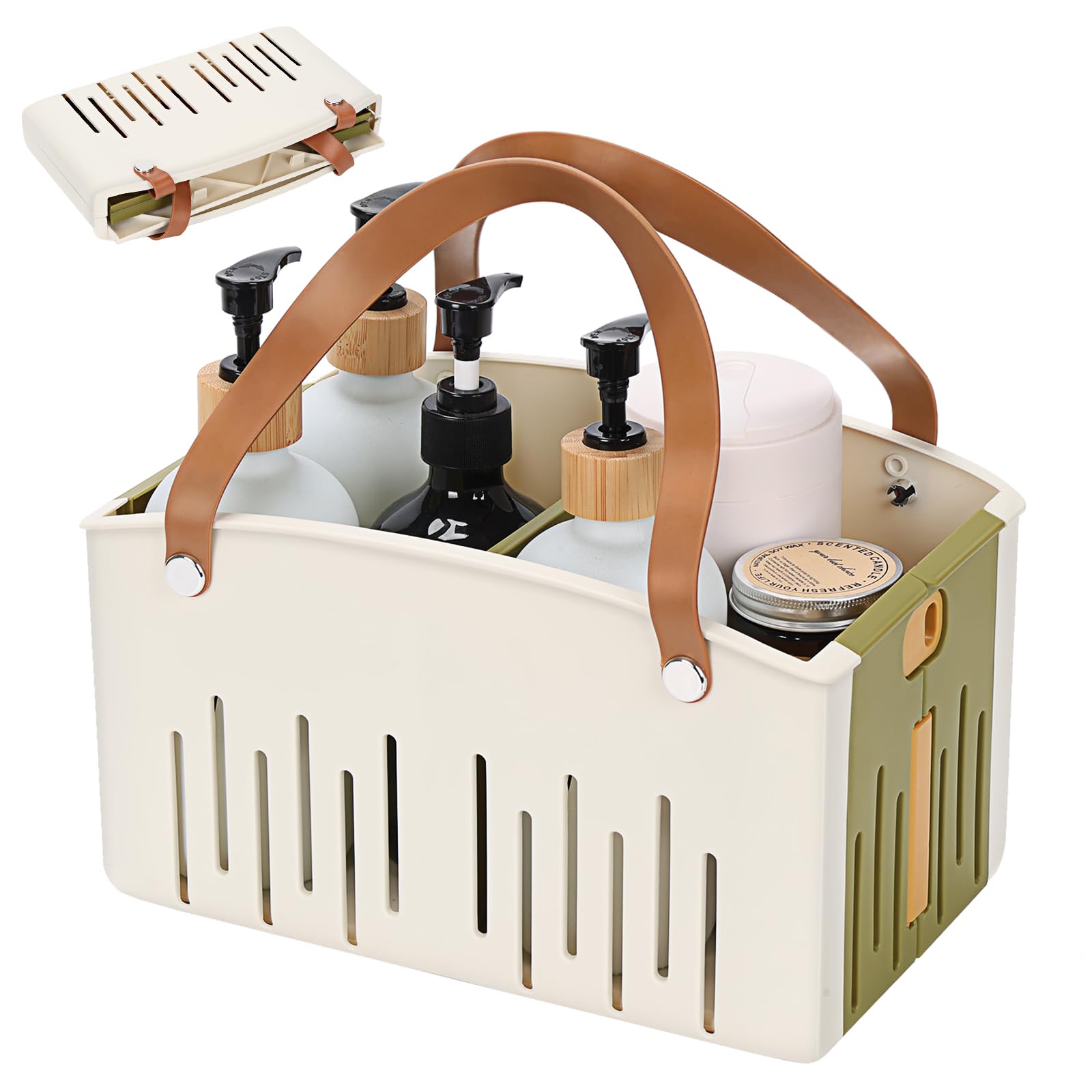 HASTHIP Portable Shower Caddy Basket for Dorm and Travel with Drain Slots and Handle | 28x18x16.5cm Storage Organizer