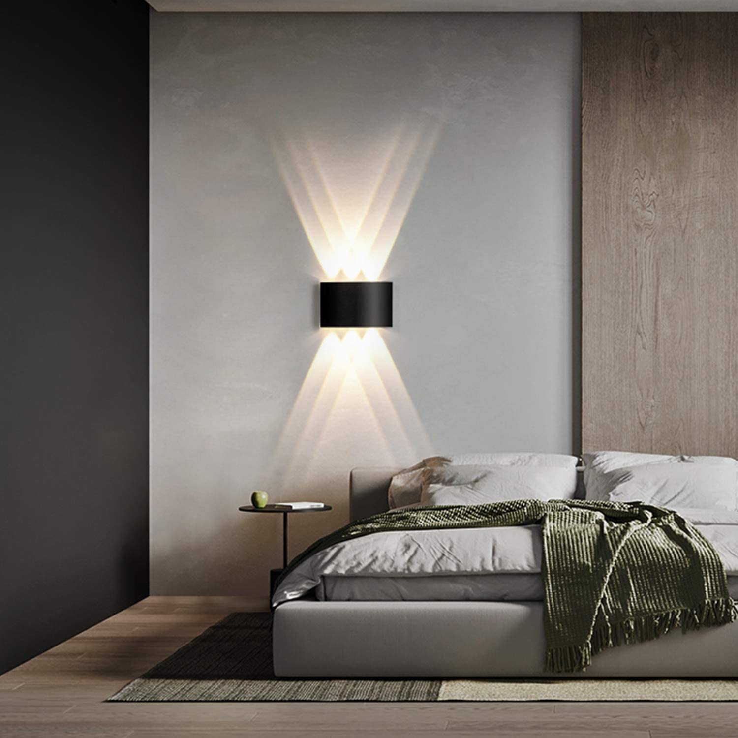 ELEPHANTBOAT LED Wall Light for Indoor Use with Up Down Beam 6W Warm White Black Fixture