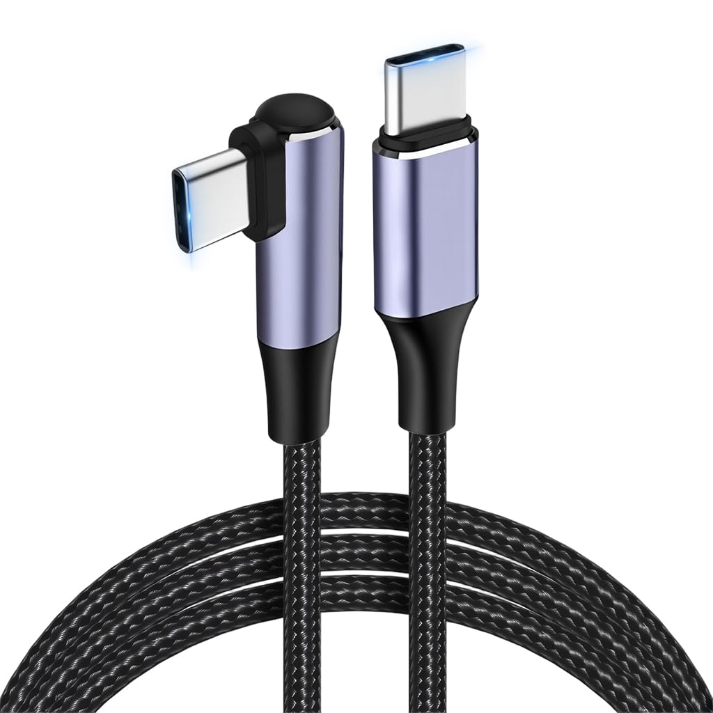 Verilux Type C Charger Cable 9.8 ft for Fast 100W PD Charging featuring 90° Right Angle | Nylon Braided
