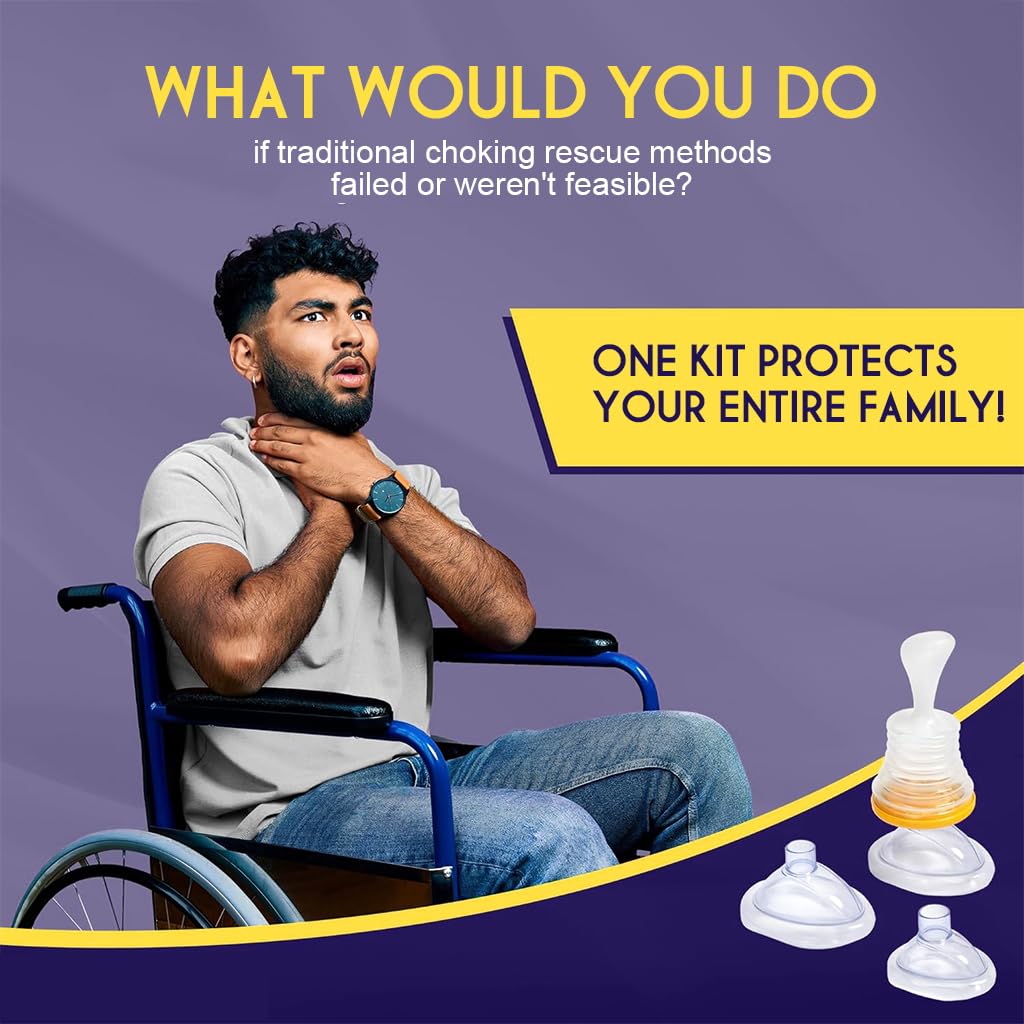 HANNEA Choking Rescue Device for Kids and Adults with 2 Masks and Ergonomic Plunger | Portable Airway Suction for Home and Travel