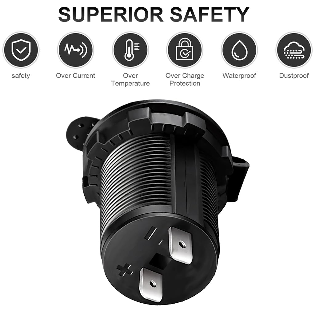 ZIBUYU 12V Cigarette Lighter Socket for Vehicle Repair with 3.3ft Wire and Protective Cap