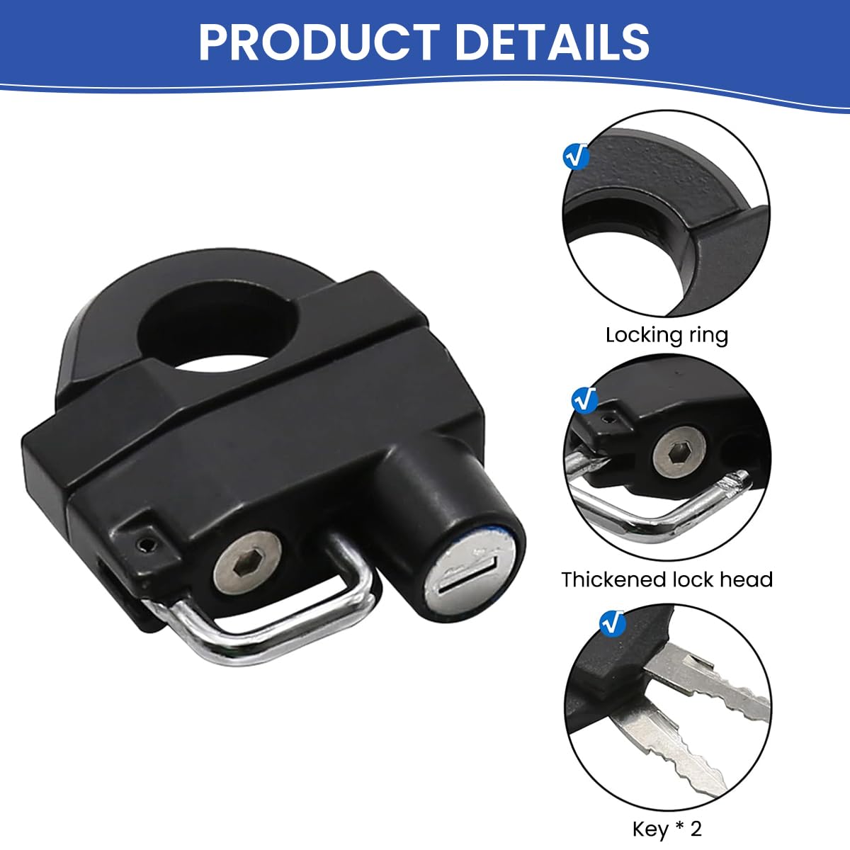 STHIRA Helmet Lock for Bike Handle Bar with 2 Keys featuring Aluminum Alloy Body | 3PCS Rustproof Anti Theft Locker