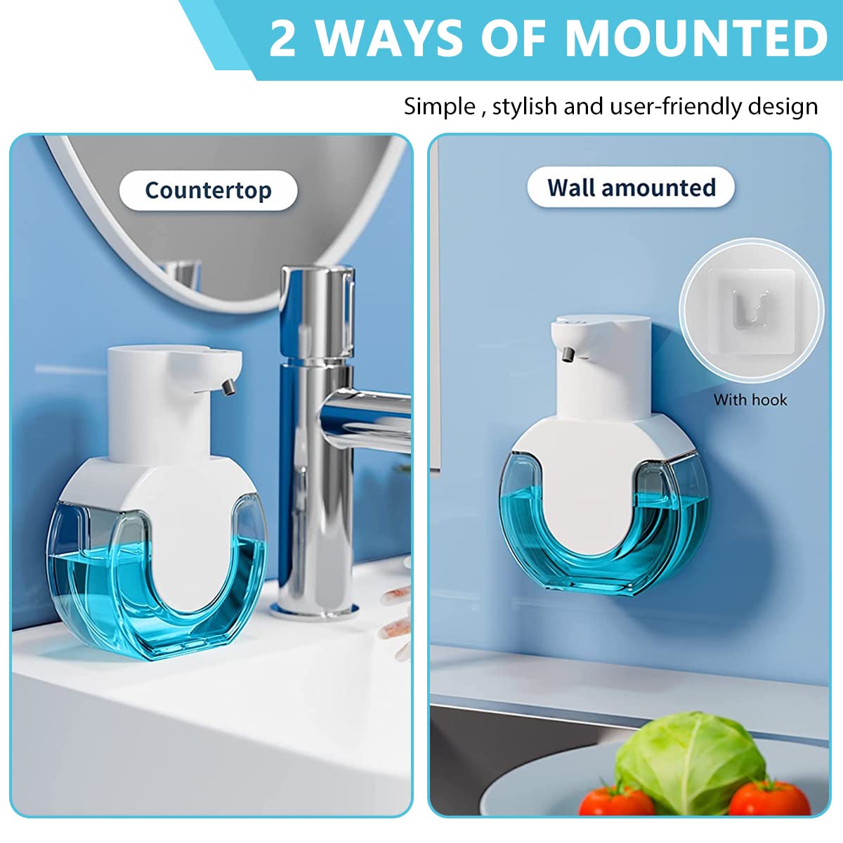 Supvox Auto Soap Dispenser for Kitchen and Bathroom with 430ml Tank | USB Rechargeable No Touch Sensor